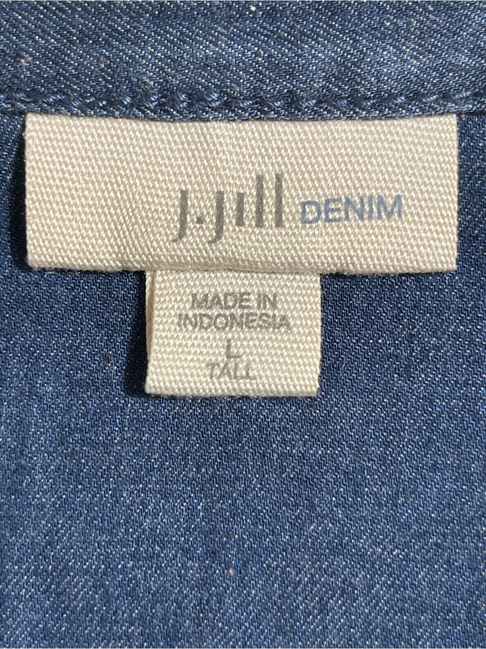 Denim Shirt Dress J.Jill Tall L Tencel Lyocell Roll Tab Sleeve Pockets - Picture 7 of 9